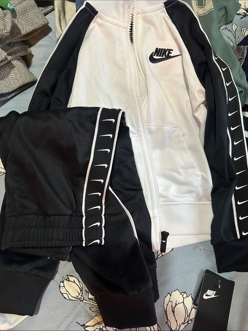 Nike Black & White Lightweight Track Jacket and pant with Swoosh Trim